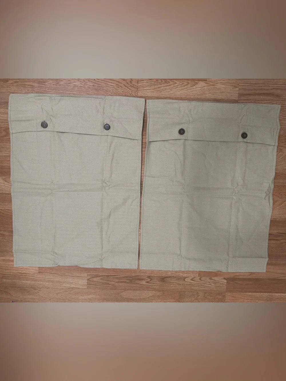 Nate Berkus standard two pillow sham. Beige/tan herringbone pattern.